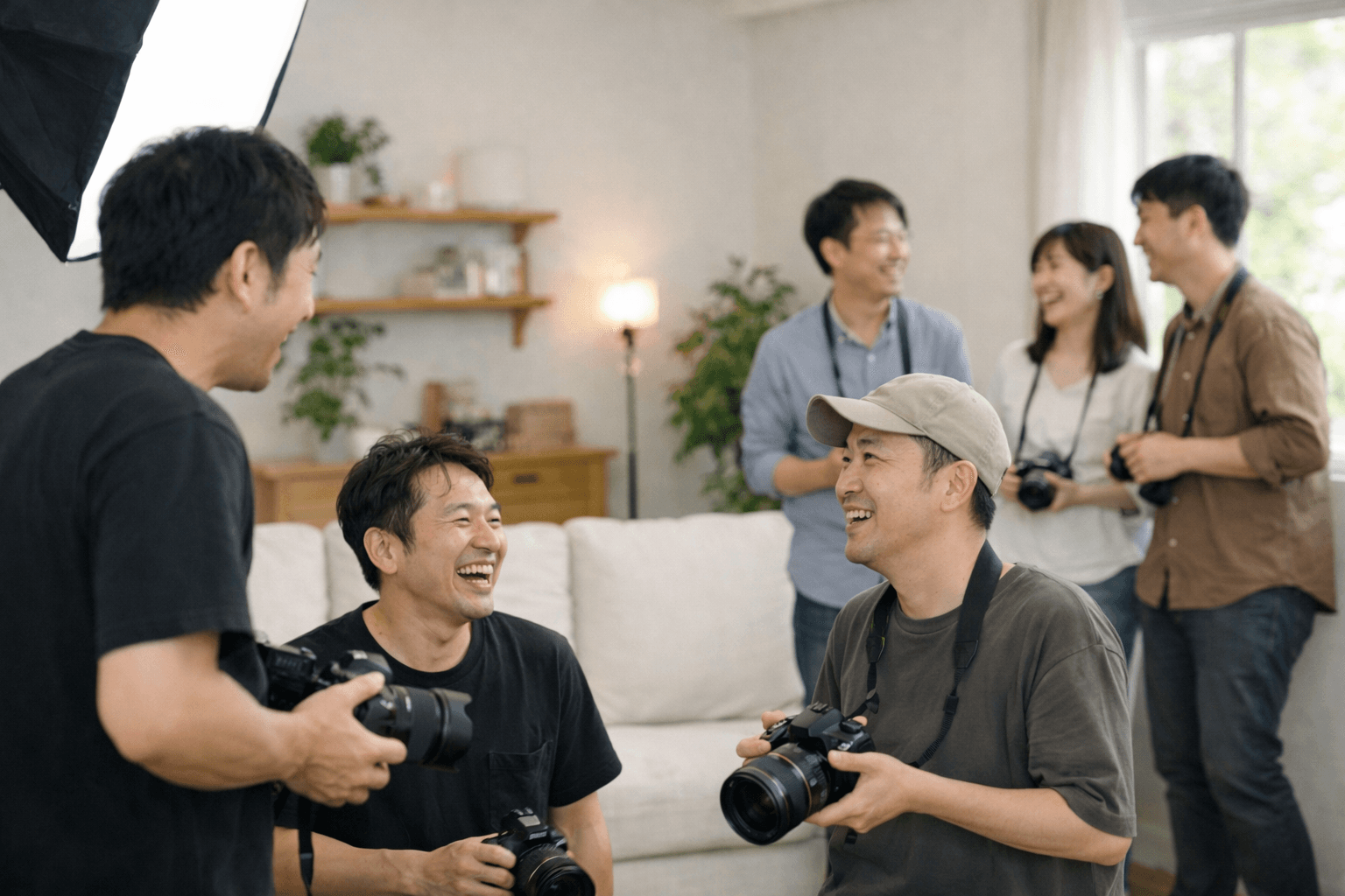 撮影会で楽しそうに交流する撮影者たち
