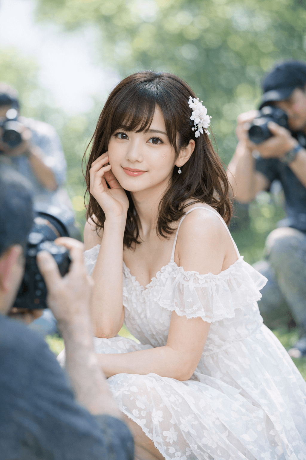 撮影会でポージングするモデル